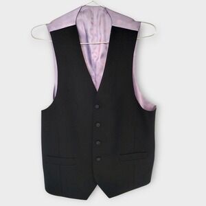 Mens Black Dress Vest Formal Suit Waistcoat Wedding Party Career sz‎ Medium